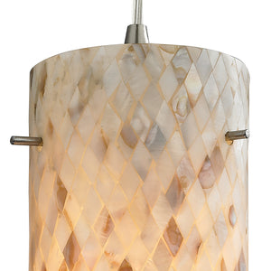 Capri 5' 1 Light Mini Pendant in Capiz Shell Shade & Satin Nickel