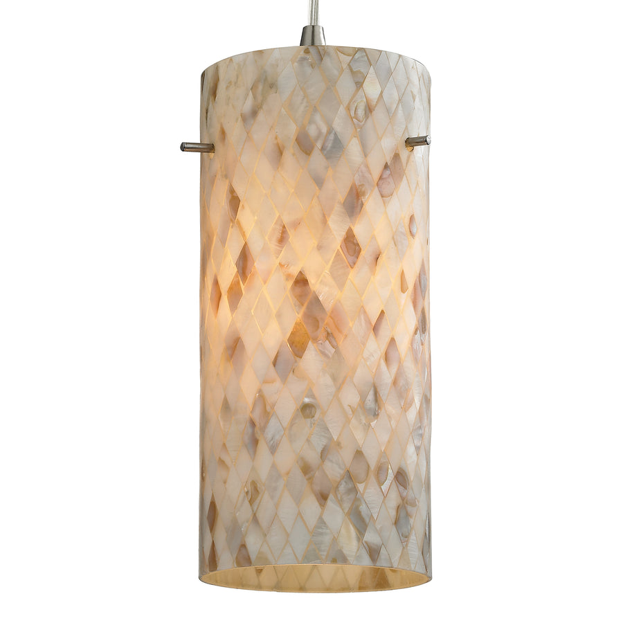 Capri 5' 1 Light Mini Pendant in Capiz Shell Shade & Satin Nickel