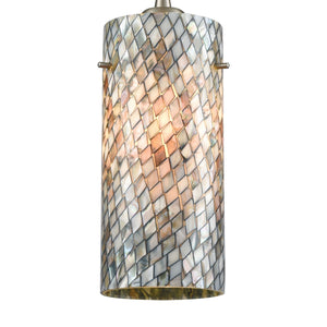 Capri 5' 1 Light Mini Pendant in Gray Capiz Shade & Satin Nickel