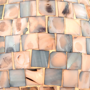 Capri 5' 1 Light LED Mini Pendant in Gray Capiz Shade & Satin Nickel