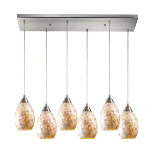 Capri 30' 6 Light Mini Pendant in Satin Nickel