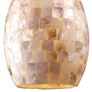Capri 5' 1 Light Mini Pendant in Capiz Shell Cylinder Shade & Satin Nickel