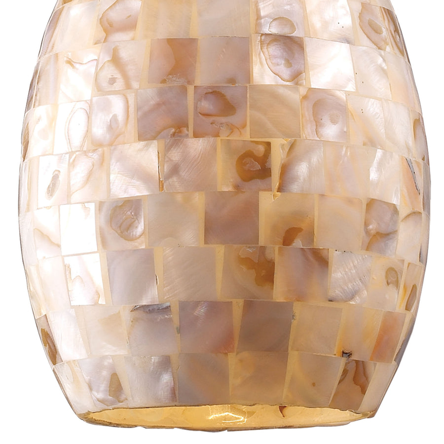 Capri 5' 1 Light Mini Pendant in Capiz Shell Cylinder Shade & Satin Nickel