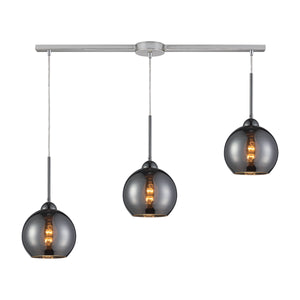 Cassandra 36' 3 Light Mini Pendant in Chrome-plated Glass & Polished Chrome