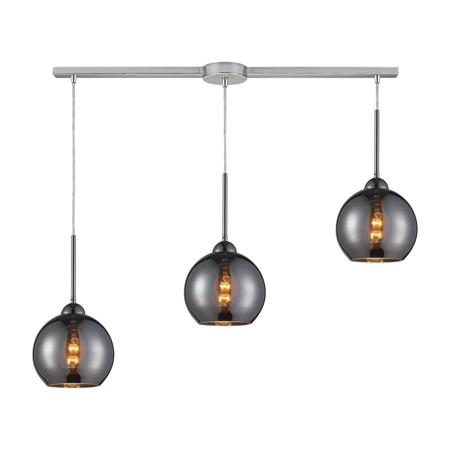 Cassandra 36' 3 Light Mini Pendant in Chrome-plated Glass & Polished Chrome