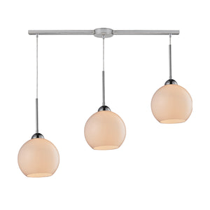 Cassandra 36' 3 Light Mini Pendant in White Glass & Polished Chrome
