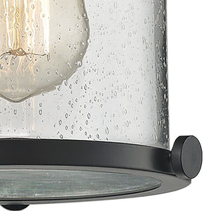 Chadwick 8' 1 Light Mini Pendant in Clear Seeded Glass & Oil Rubbed Bronze