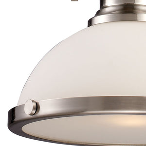 Chadwick 13' 1 Light Pendant in White Glass & Satin Nickel