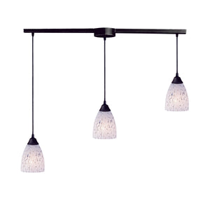 Classico 36' 3 Light Mini Pendant in Snow White Glass & Dark Rust