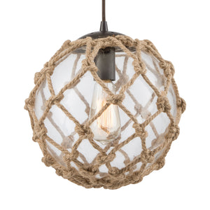 CoastalInlet 11' 1 Light Mini Pendant in Clear Glass & Oil Rubbed Bronze