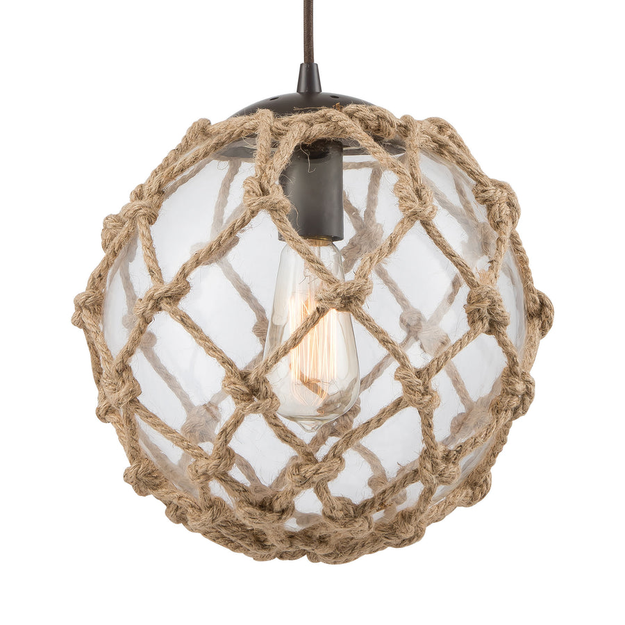 CoastalInlet 11' 1 Light Mini Pendant in Clear Glass & Oil Rubbed Bronze