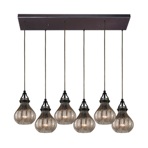 Danica 30' 6 Light Scalloped Mini Pendant in Oil Rubbed Bronze