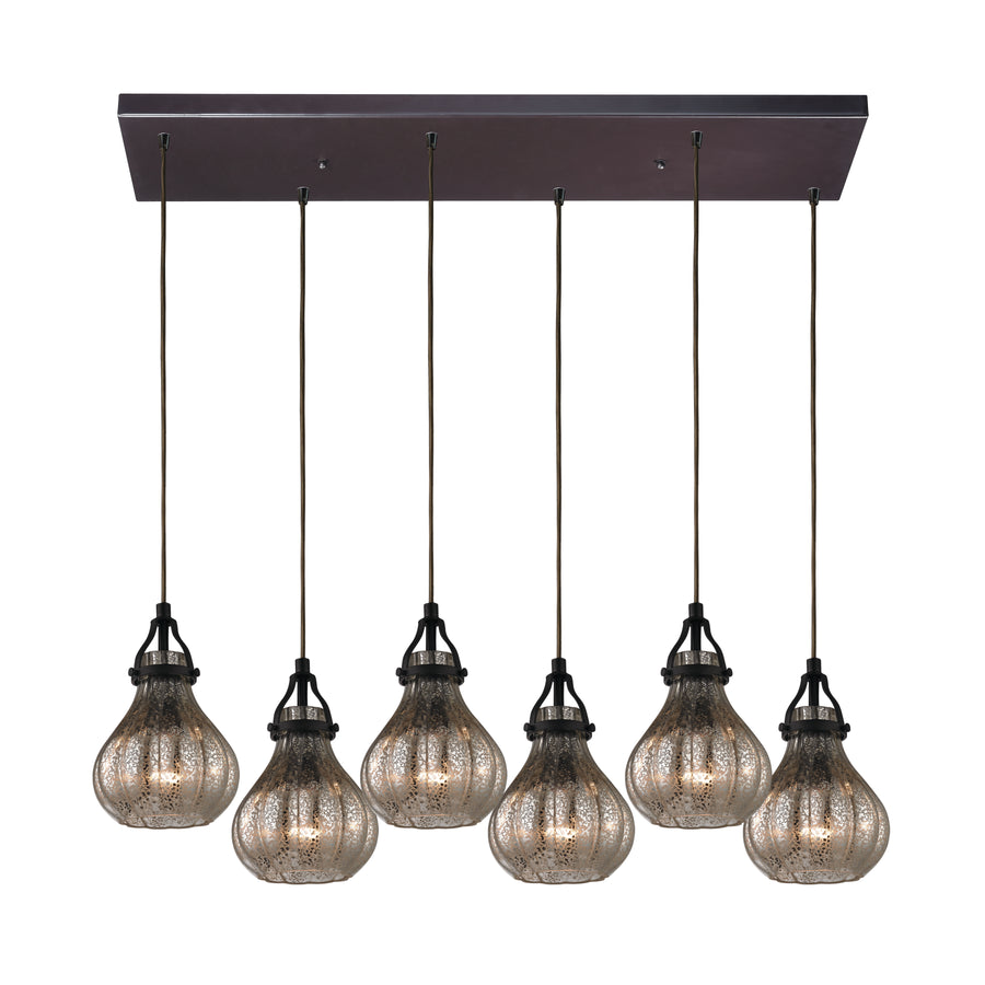 Danica 30' 6 Light Scalloped Mini Pendant in Oil Rubbed Bronze
