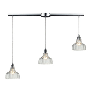 Danica 36' 3 Light Mini Pendant in Clear Glass & Polished Chrome