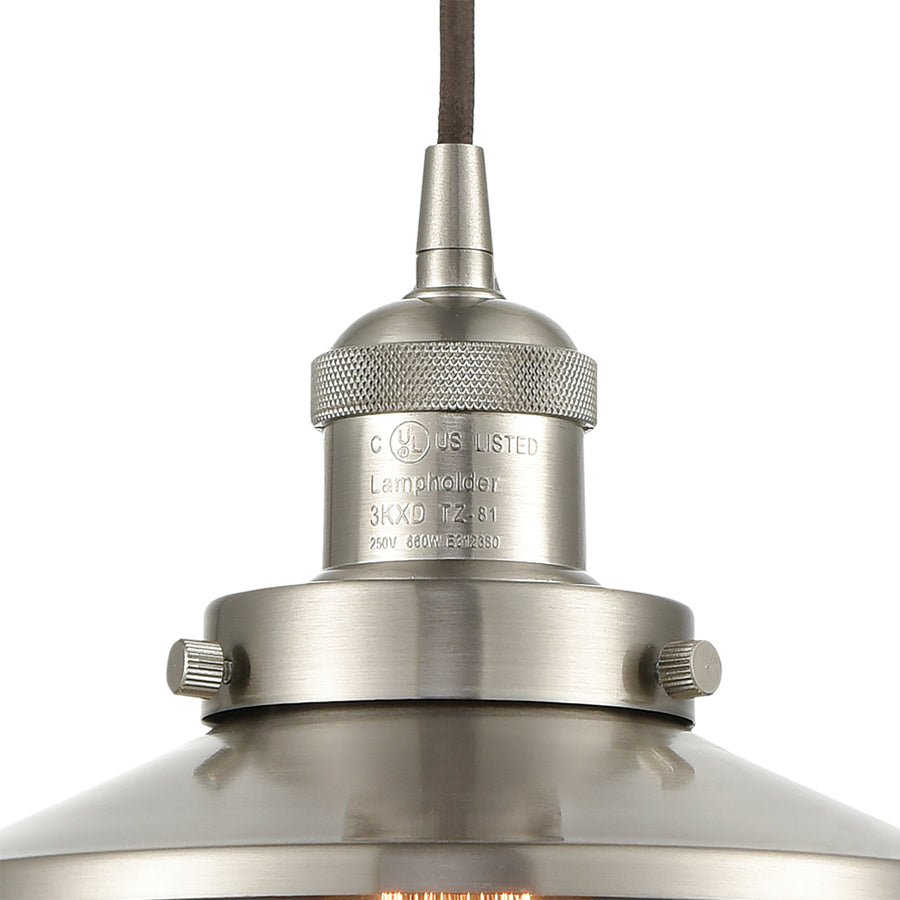 English Pub 8' 1 Light Mini Pendant in Satin Nickel