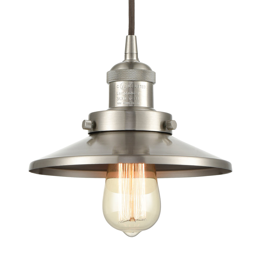 English Pub 8' 1 Light Mini Pendant in Satin Nickel