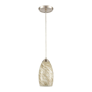 Evening Sky 5' 1 Light Mini Pendant in Tan Cloud Glass & Satin Nickel