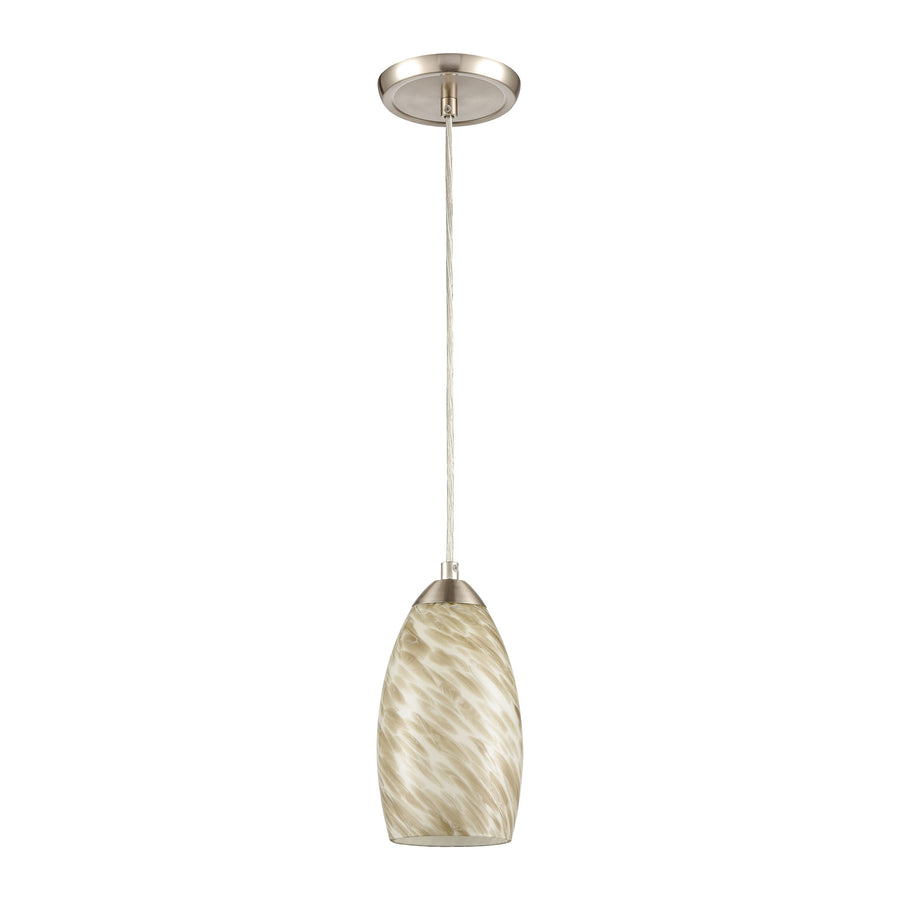 Evening Sky 5' 1 Light Mini Pendant in Tan Cloud Glass & Satin Nickel