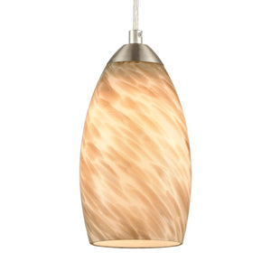 Evening Sky 5' 1 Light Mini Pendant in Tan Cloud Glass & Satin Nickel