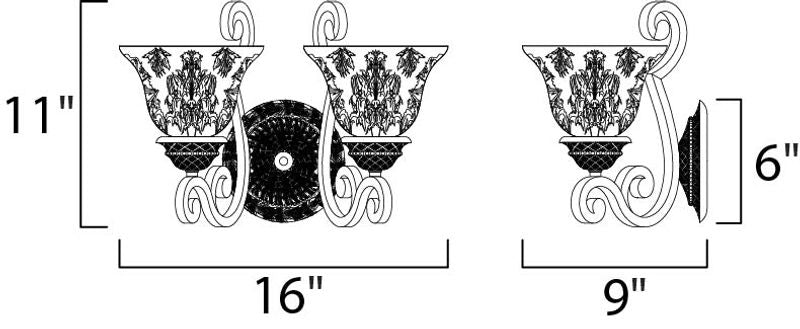 Symphony 11' 2 Light Wall Sconce in Oil Rubbed Bronze