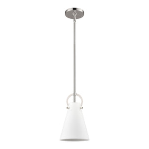 Gabby 7' 1 Light Mini Pendant in White Opal Glass & Polished Nickel
