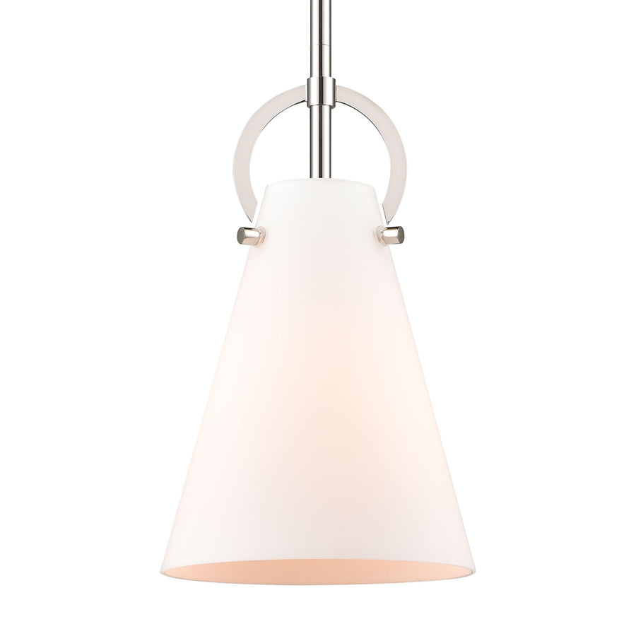 Gabby 7' 1 Light Mini Pendant in White Opal Glass & Polished Nickel