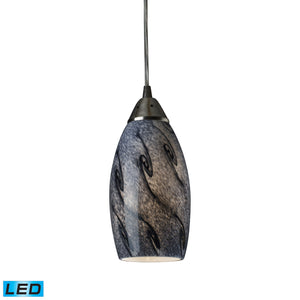 Galaxy 5' 1 Light LED Mini Pendant in Smoke Glass & Satin Nickel
