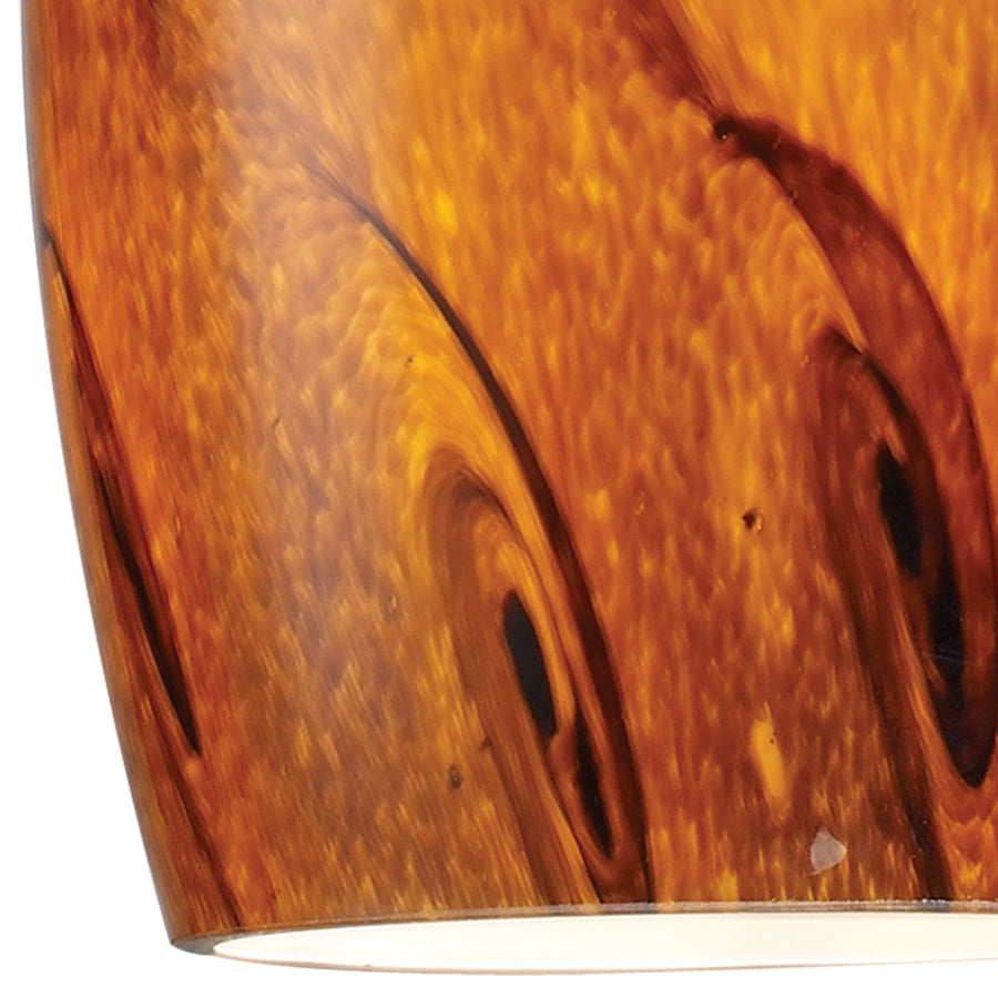 Galaxy 5' 1 Light Mini Pendant in Brown Glass & Satin Nickel