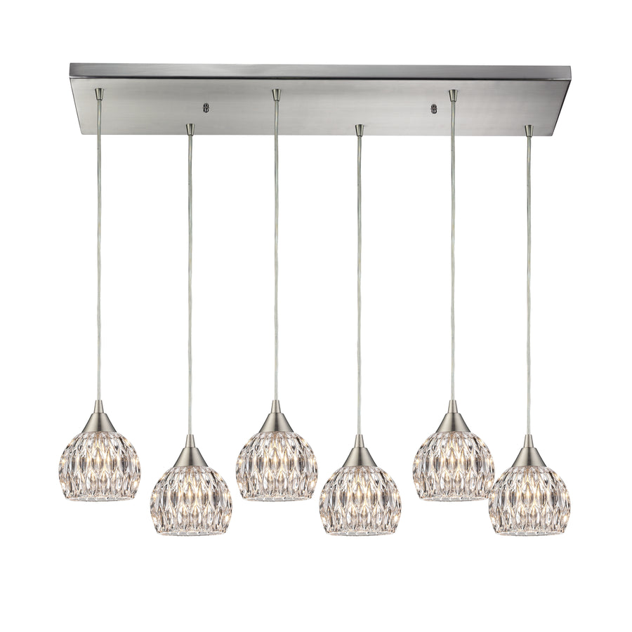 Kersey 30' 6 Light Mini Pendant in Satin Nickel (10342)