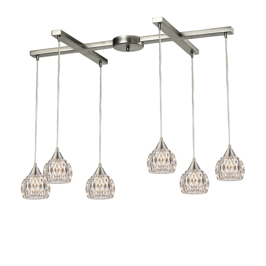 Kersey 33' 6 Light Mini Pendant in Satin Nickel (10342)