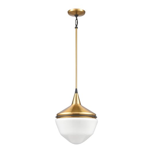 Mid-Century Schoolhouse 12" 1 Light Mini Pendant in Satin Brass