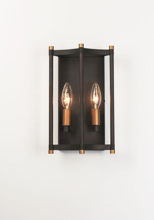 Wellington 11.75' 2 Light Wall Sconce in Oil Rubbed Bronze Antique Brass