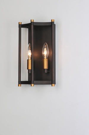 Wellington 11.75' 2 Light Wall Sconce in Oil Rubbed Bronze Antique Brass