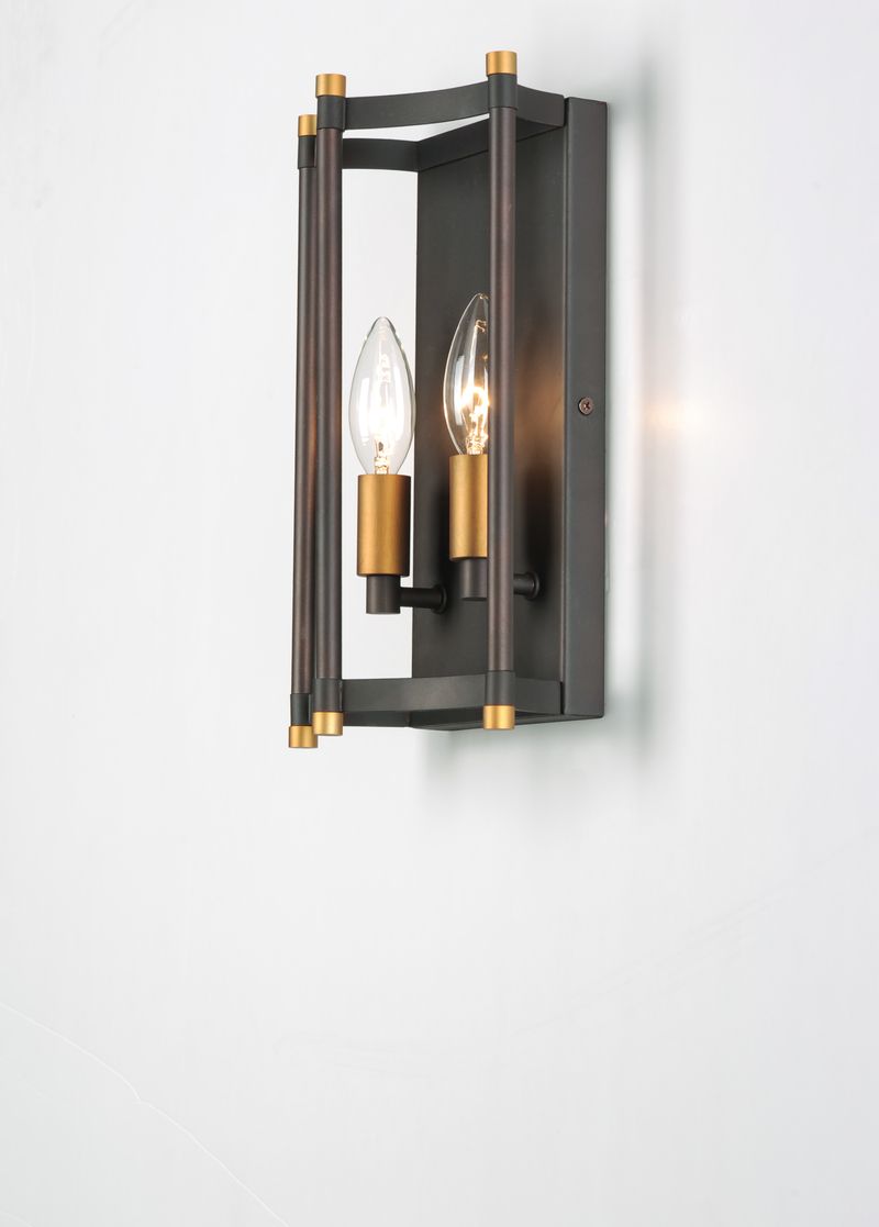 Wellington 11.75' 2 Light Wall Sconce in Oil Rubbed Bronze Antique Brass
