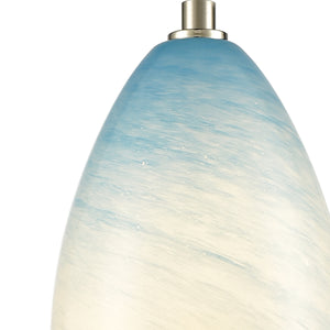 Planetario 5' 1 Light Mini Pendant in Light Blue Swirl Glass & Satin Nickel