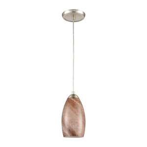 Planetario 5' 1 Light Mini Pendant in Light Brown Swirl Glass & Satin Nickel