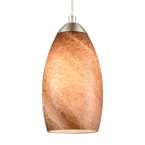 Planetario 5' 1 Light Mini Pendant in Light Brown Swirl Glass & Satin Nickel