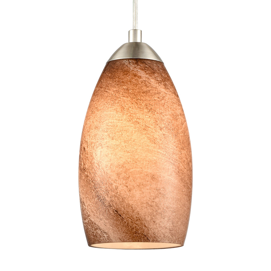 Planetario 5' 1 Light Mini Pendant in Light Brown Swirl Glass & Satin Nickel