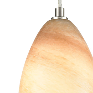 Planetario 5' 1 Light Mini Pendant in Swirling Beige and Tan Glass & Satin Nickel