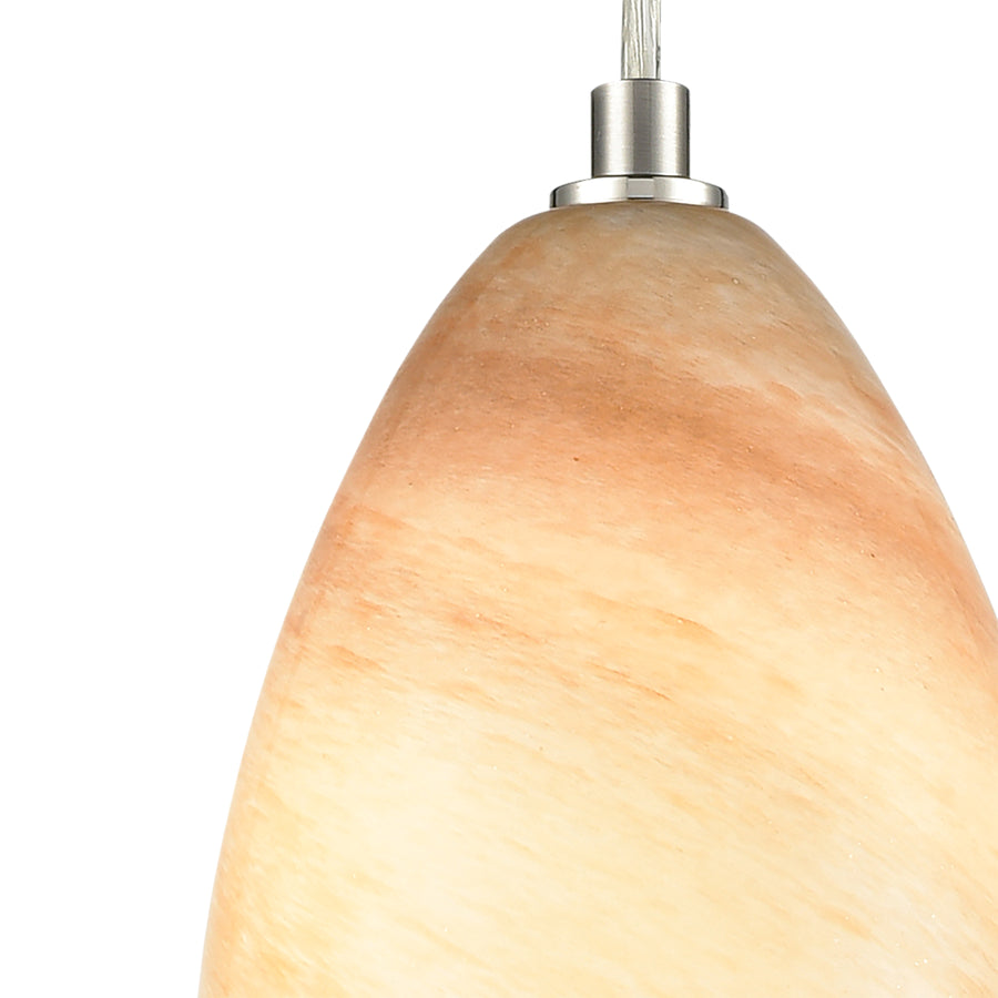 Planetario 5' 1 Light Mini Pendant in Swirling Beige and Tan Glass & Satin Nickel