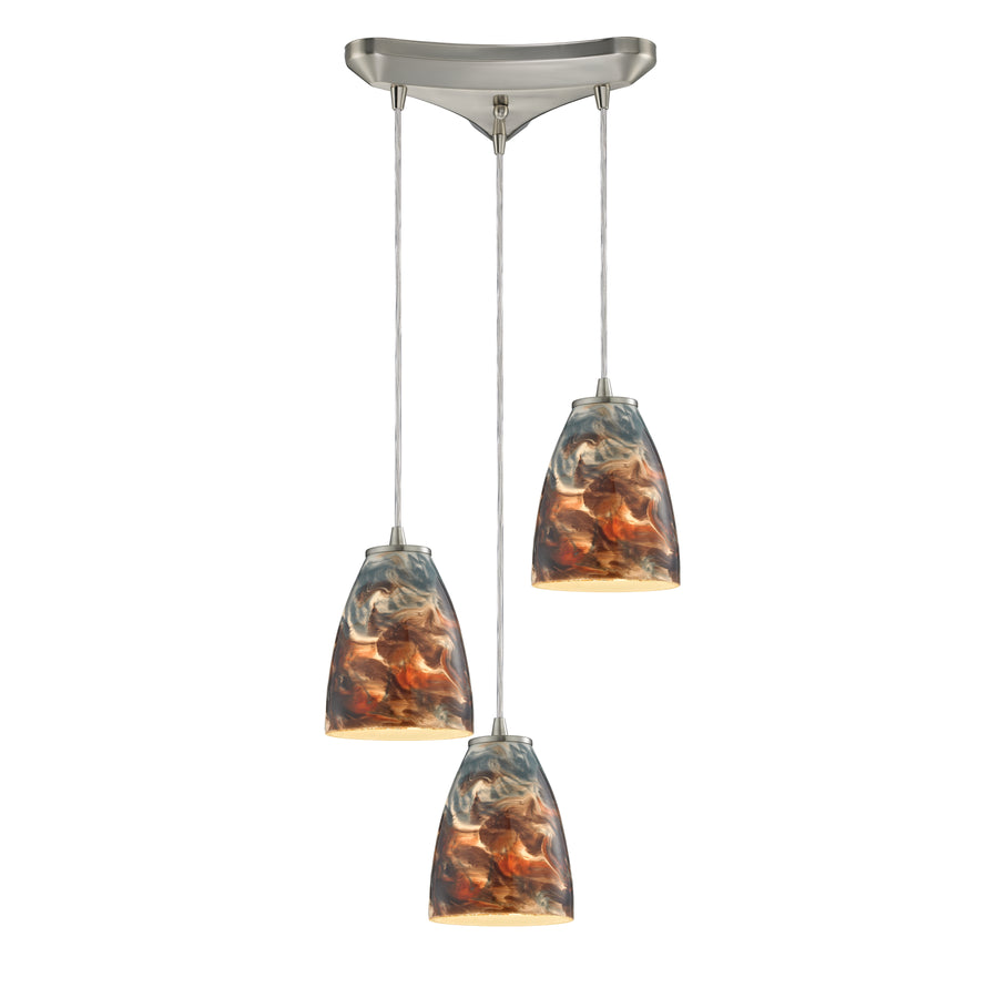 Abstractions 10' 3 Light Mini Pendant in Satin Nickel