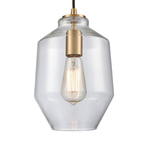 Barrel 7' 1 Light Mini Pendant in Satin Brass