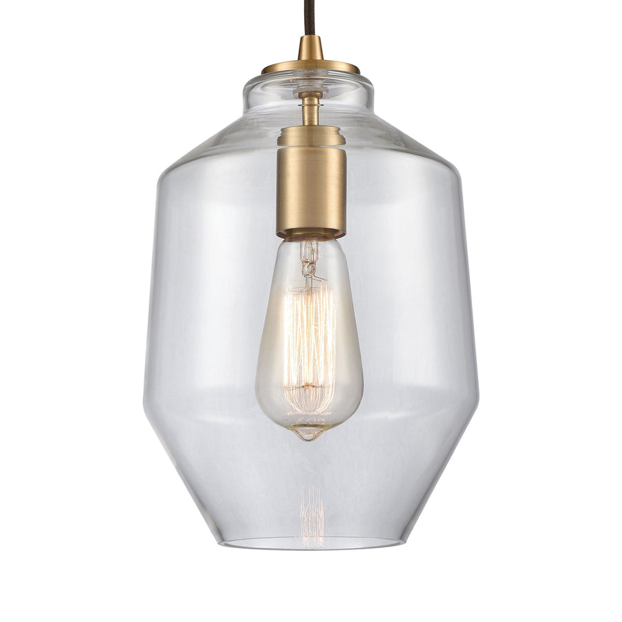 Barrel 7' 1 Light Mini Pendant in Satin Brass
