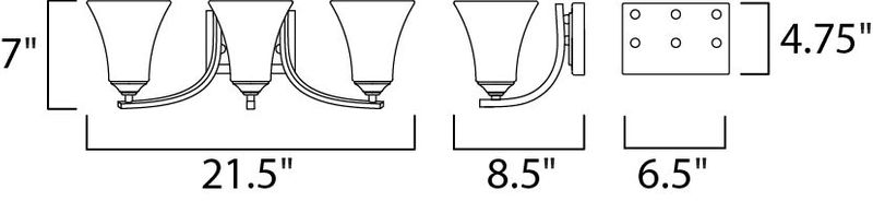 Aurora 21.5' 3 Light Vanity Lighting in Oil Rubbed Bronze