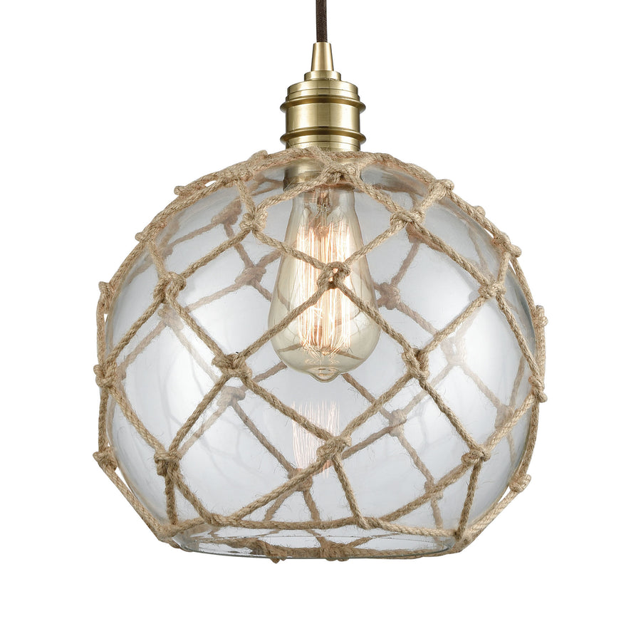 Dragnet 10' 1 Light Mini Pendant in Satin Brass