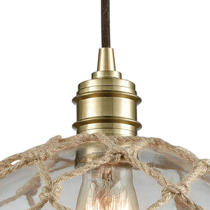 Dragnet 10' 1 Light Mini Pendant in Satin Brass