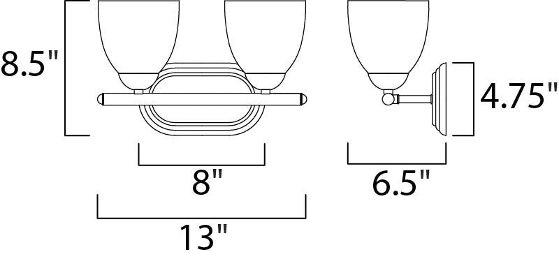 Axis 13' 2 Light Vanity Lighting in Satin Nickel