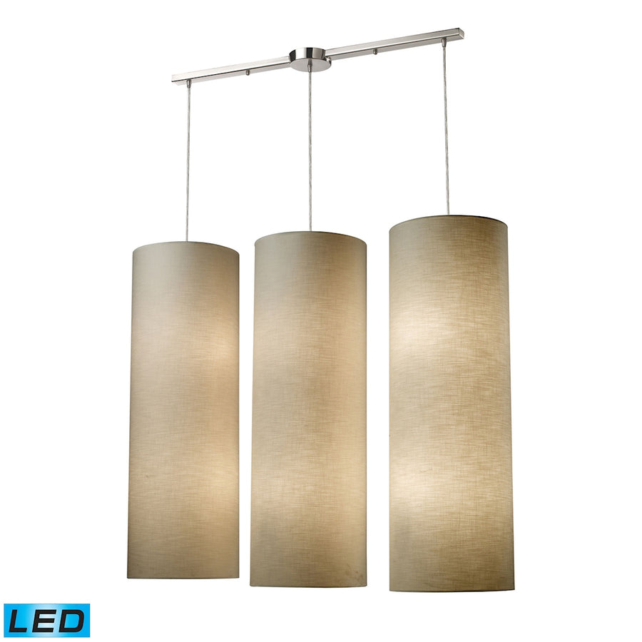 Fabric Cylinders 43' 12 LED Light Mini Pendant in Satin Nickel