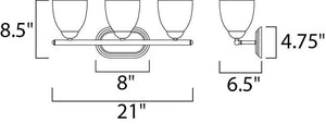 Axis 21' 3 Light Vanity Lighting in Satin Nickel