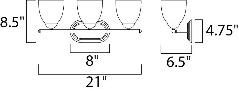 Axis 21' 3 Light Vanity Lighting in Satin Nickel